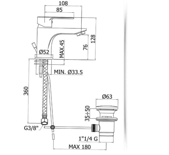 Miscelatore Paffoni lavabo con piletta cromato Blu075cr