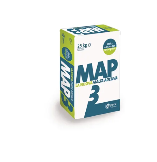Malta adesiva a base di gesso Gyproc MAP3 bianca 25kg