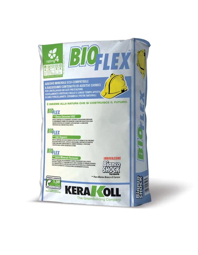 Adesivo minerale per lu2019incollaggio ad alte prestazioni Kerakoll Bioflex bianco 25kg