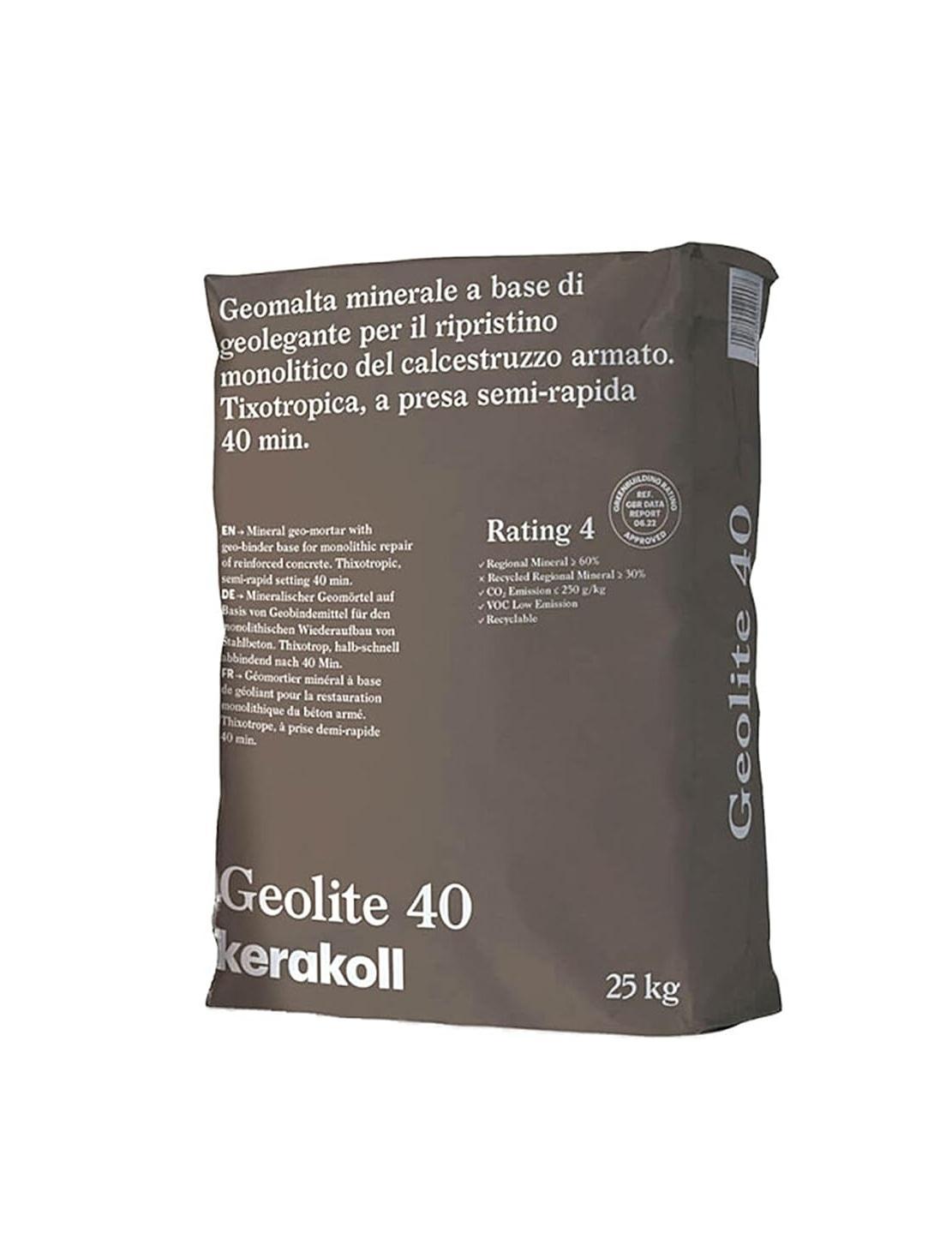 Geomalta minerale Kerakoll Geolite 40 per il ripristino monolitico del calcestruzzo armato 25kg