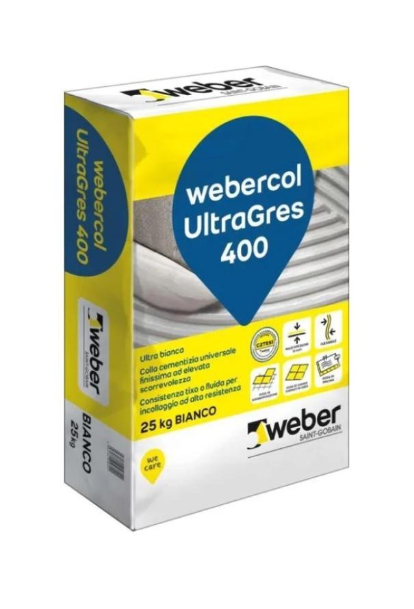Adesivo cementizio Weber Col Ultragres 400 bianco 25kg