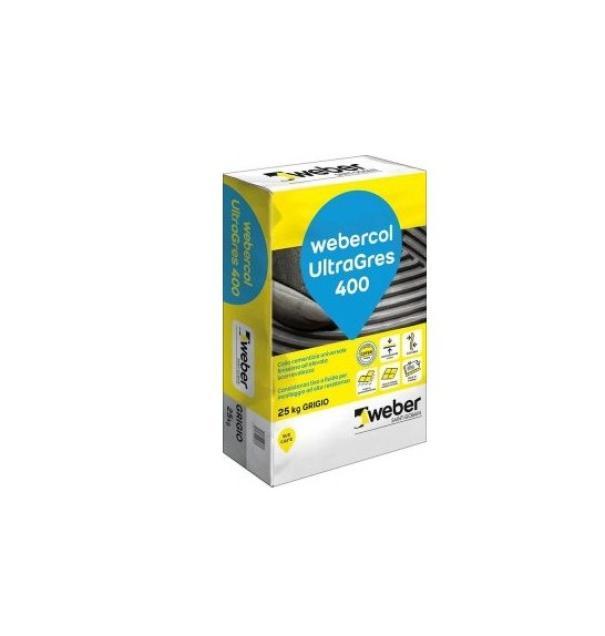 Adesivo cementizio Weber Col Ultragres 400 grigio 25kg
