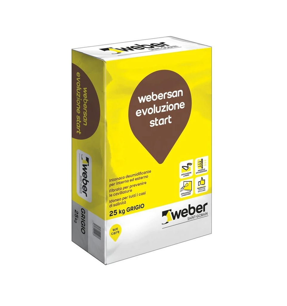 Intonaco deumidificante a base cementizia Weber San Evoluzione Start 25kg