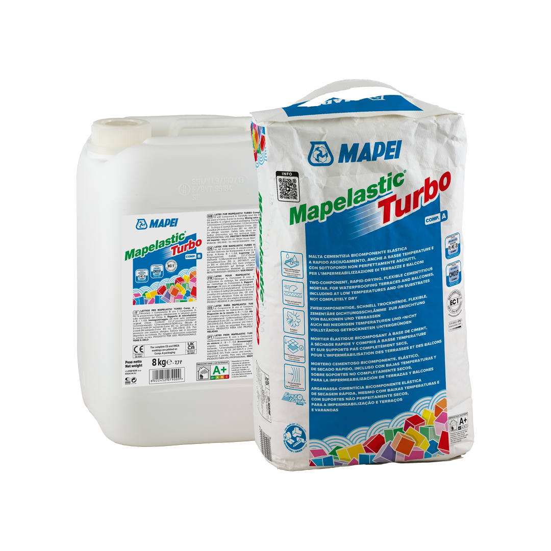 Malta bicomponente per impermeabilizzazione Mapei Mapelastic Turbo A+B 18Kg