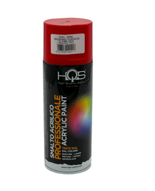 Bomboletta spray HQS Colorpack rosso fuoco RAL3000 400ml