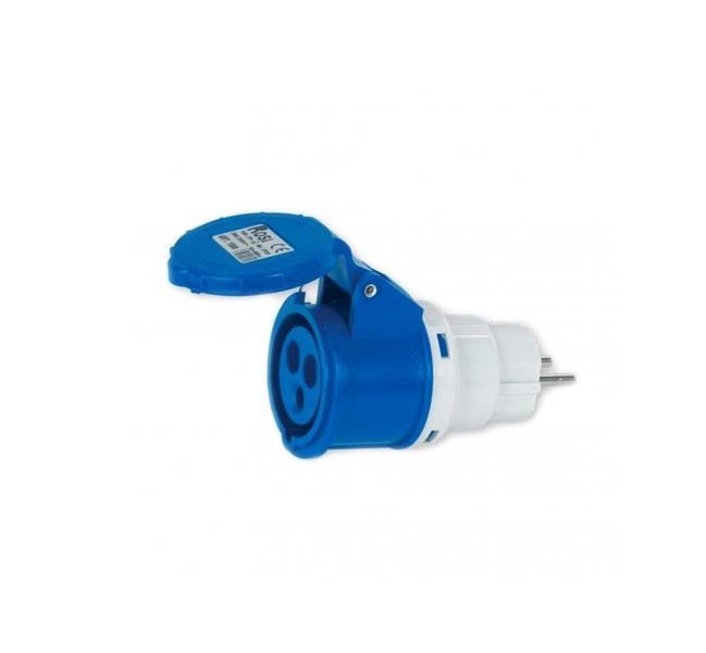 Adattatore spina Schuko Rosi 2poli + presa industriale 2p+T 200/250V