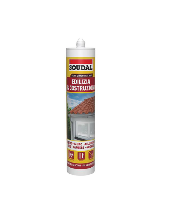 Silicone edilizia neutro Soudal testa di moro RAL 8017 300ml