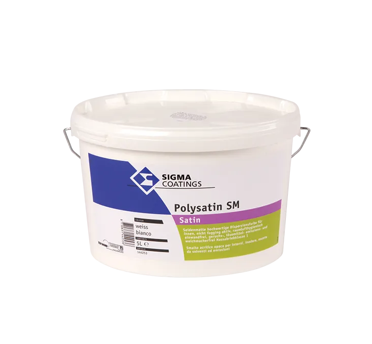 Smalto murale all' acqua per interno Sigma Polysatin bianca 5 litri