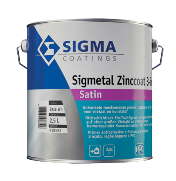 Primer anticorrosivo Sigma Sigmetal zinccoat 3 in 1 bianco 2.5 litri