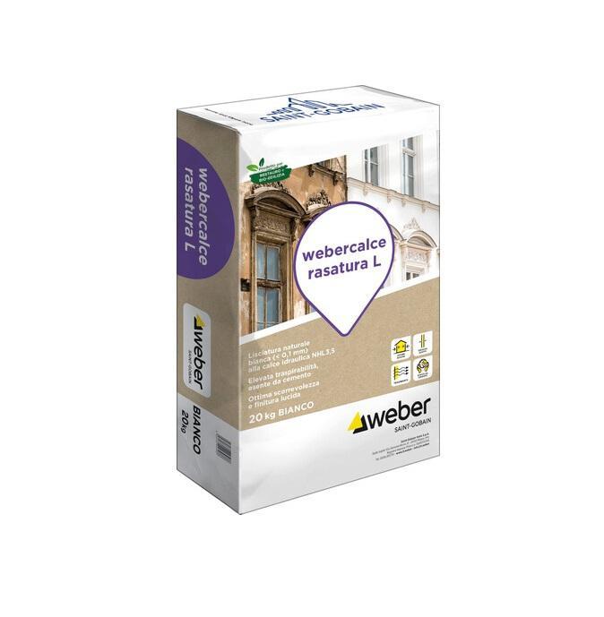 Rasante alla calce idraulica naturale NHL Weber Calce Rasatura L extra liscia 20kg