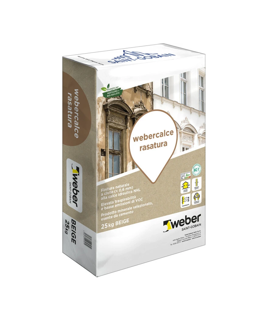 Rasante alla calce idraulica naturale NHL Weber Calce Rasatura 25kg