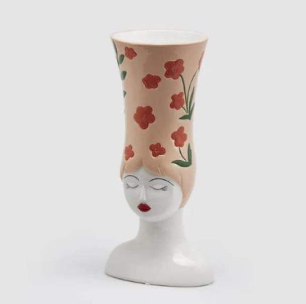 Vaso EDG Enzo De Gasperi Busto Donna con fiori h33 cm