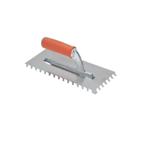 Spatola acciaio inox colla con denti inclinati 8mm  28x13cm