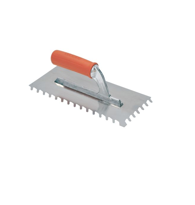 Spatola acciaio inox colla con denti inclinati 8mm Raimondi 28x13cm 
