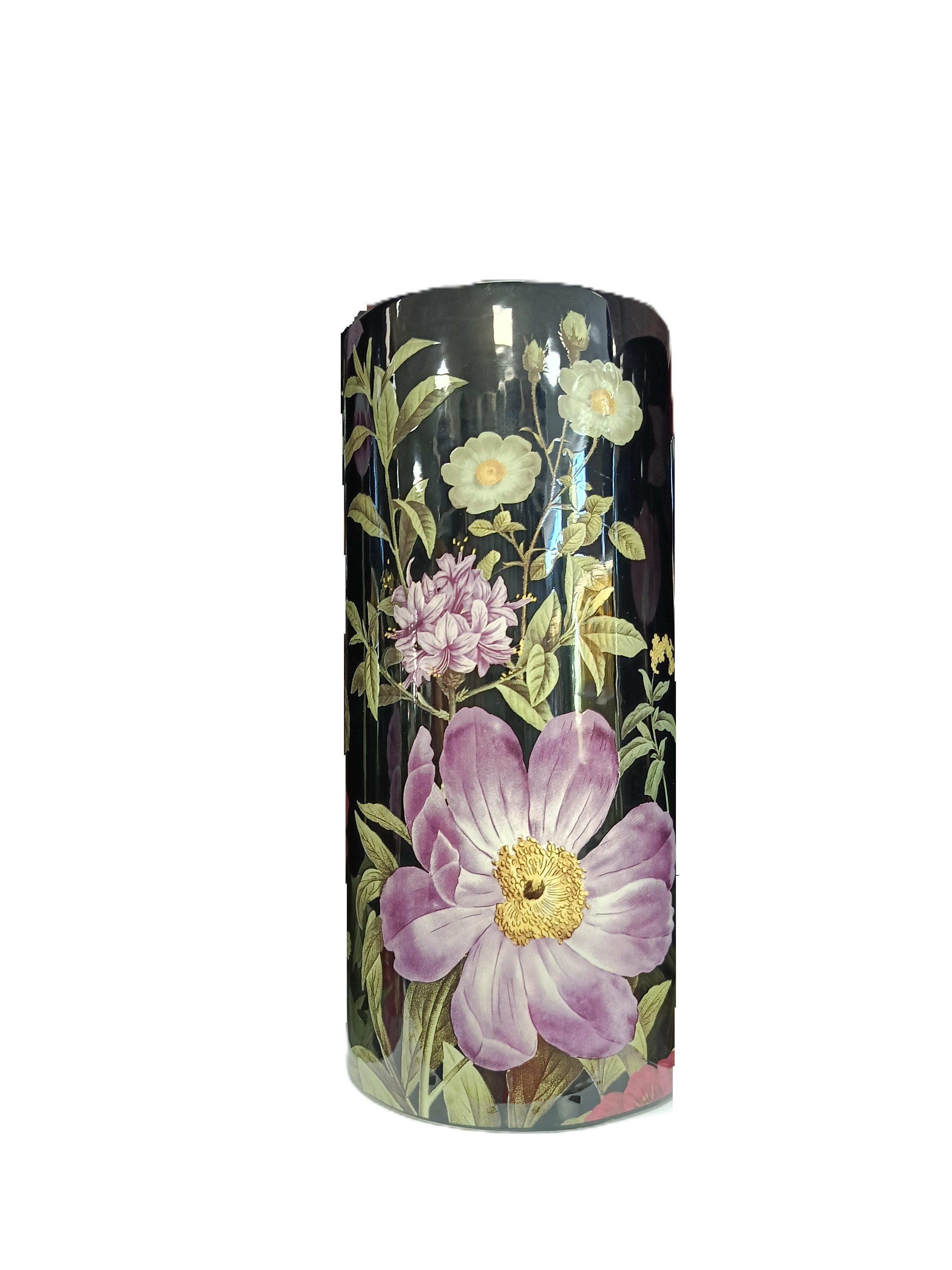 Vaso nero Arpimex con fiori colorati A26906