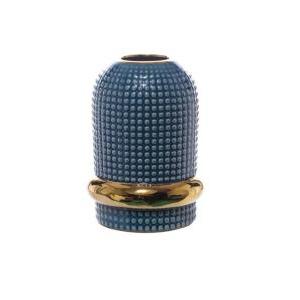 Vaso ceramica  13.5x13.5x19cm blu e oro