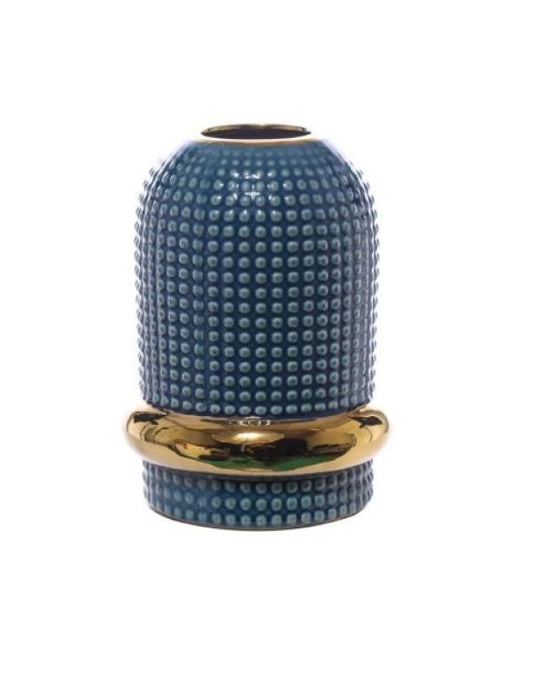 Vaso ceramica Arpimex 13.5x13.5x19cm blu e oro