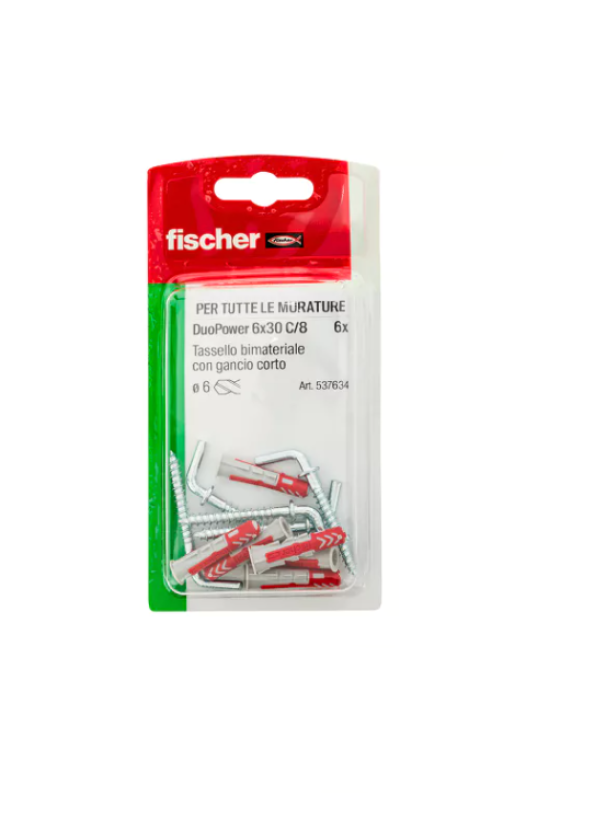Tassello con gancio corto Fischer DuoPower 6/8 Blister