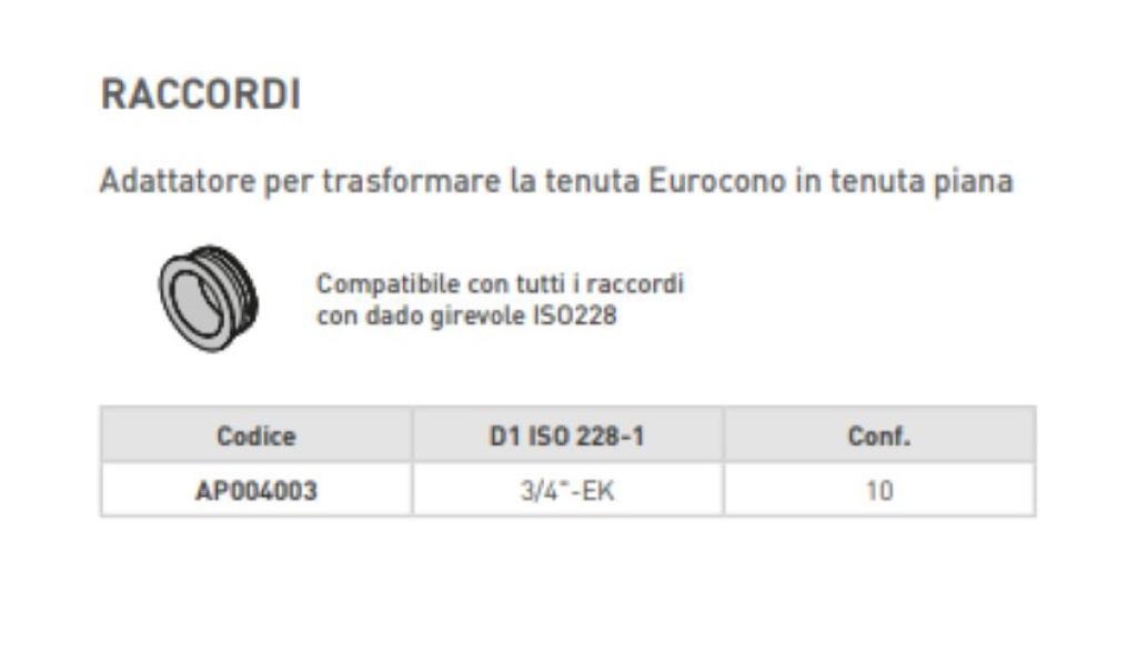 Adattatore Teco per raccordi a tenuta piana EK 3/4