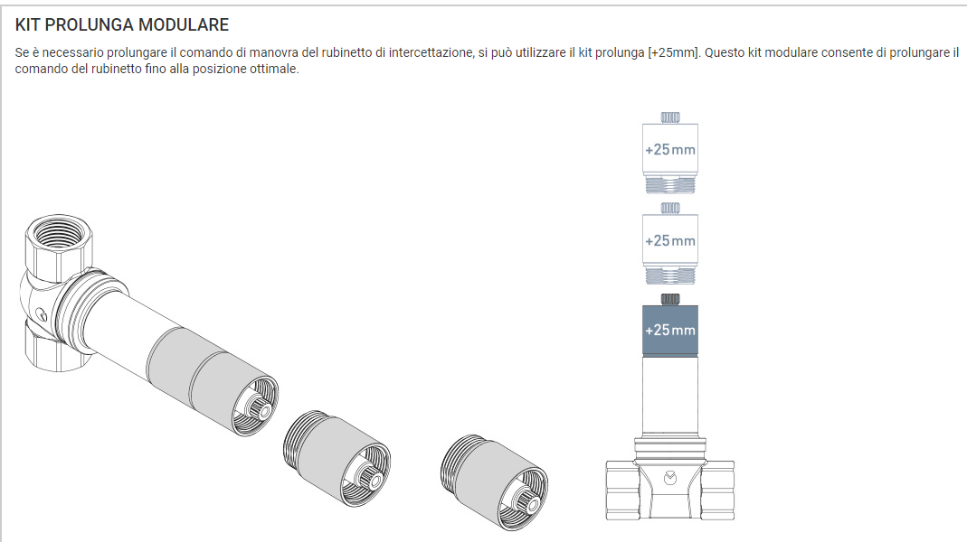 Kit prolunga per rubinetto da incasso Teco 25mm