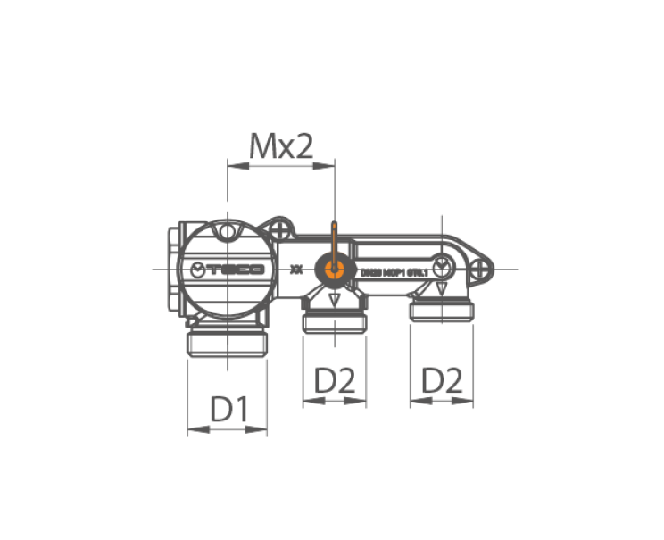 collettore-gas-mono-intercettazione-due-vie-K2.3-K203CC10100-04 Collettore gas Teco mono intercettazione due vie K2.3 K203CC10100
