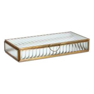 Portagioie theri righe  trasparente oro 25x12.5cm