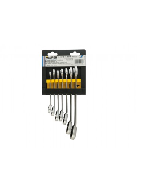 Set chiavi combinate a cricchetto Maurer 8-19mm