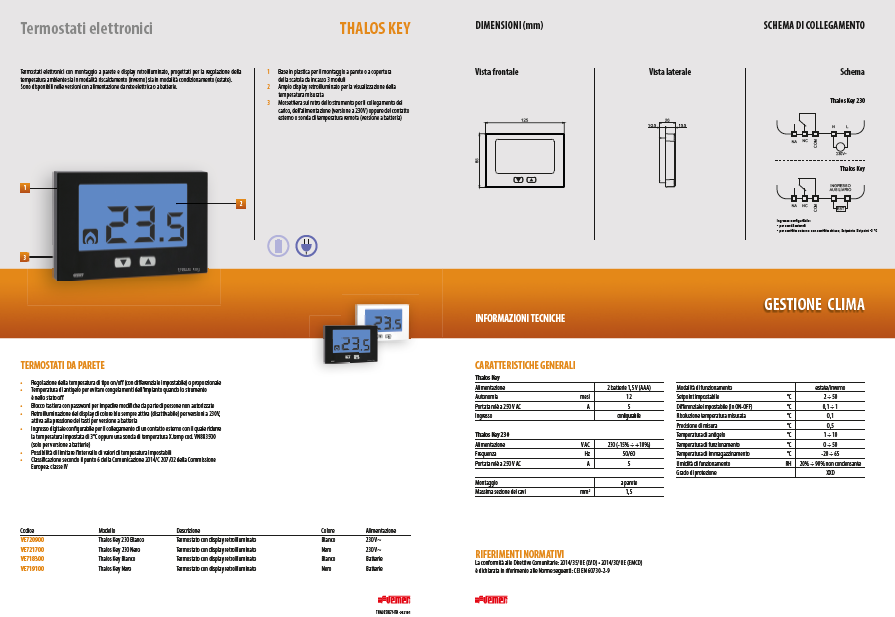 Termostato elettronico Vemer Ve719100 Thalos Key Nero da parete a batterie
