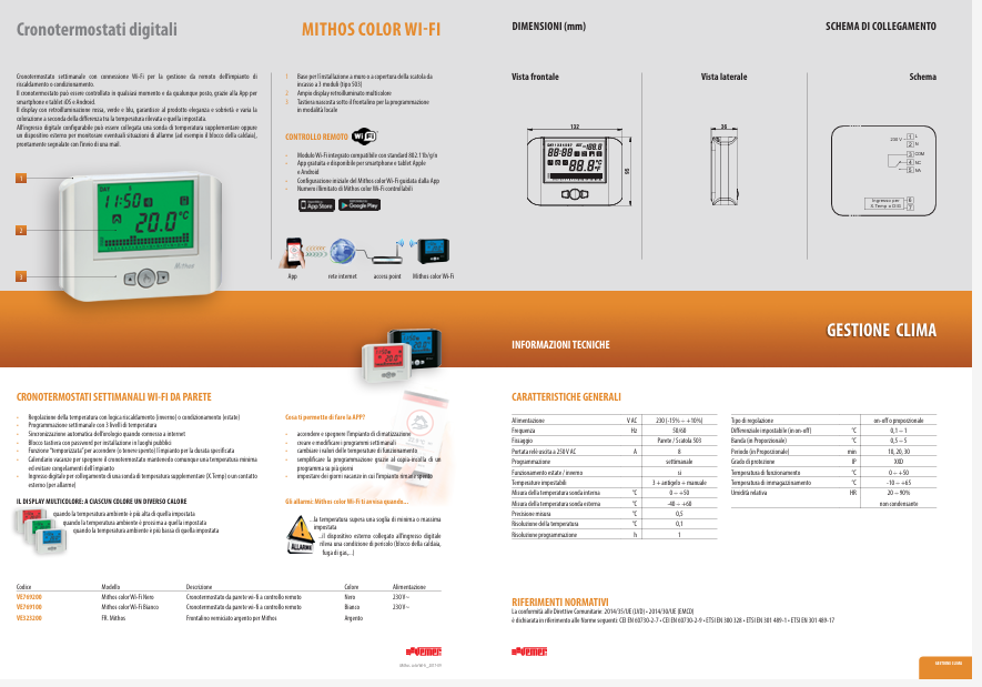 Cronotermostato Vemer Ve769100 Mithos color Wi-Fi bianco da parete