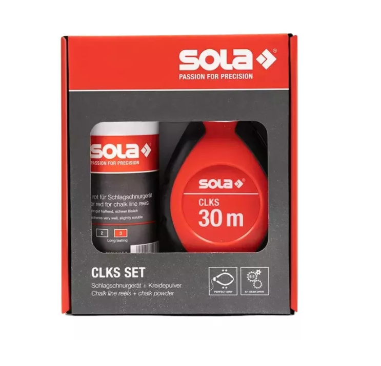 Set tracciatore con filo da 30metri e gesso rosso Sola CLKS SET R 