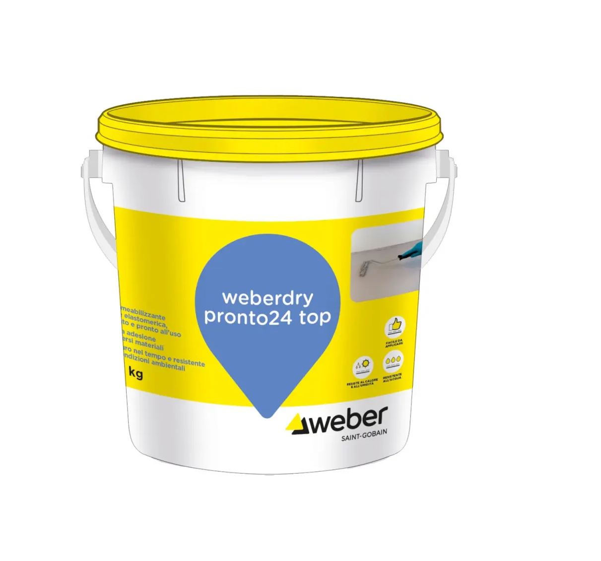Guaina liquida impermeabilizzante Weber dry pronto24 top rosso 5kg