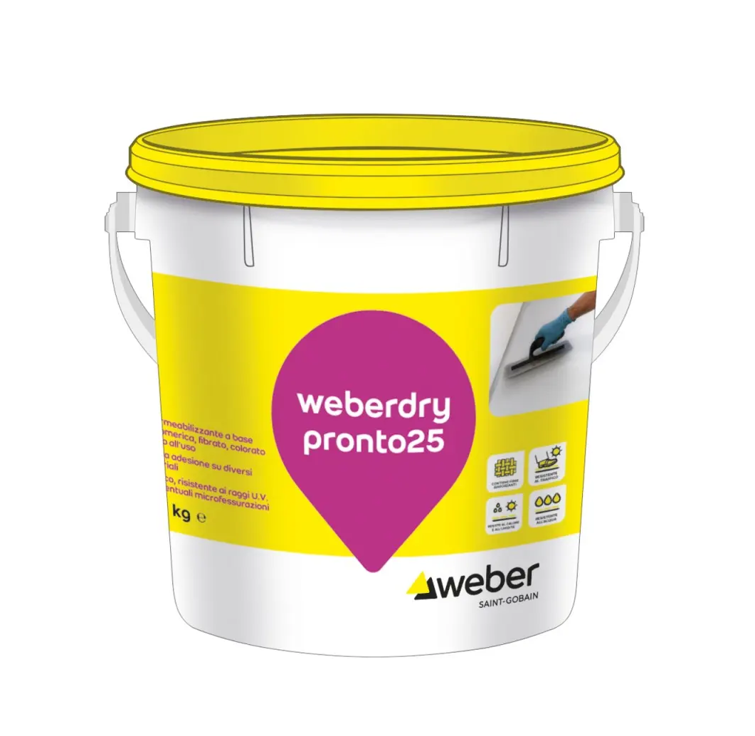 Guaina liquida impermeabilizzante Weber dry pronto25 rosso 5kg