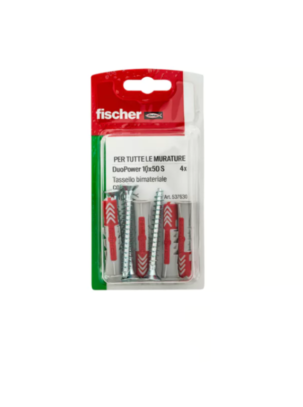 Tassello con vite Fischer DuoPower 10 S K Blister 4 pezzi