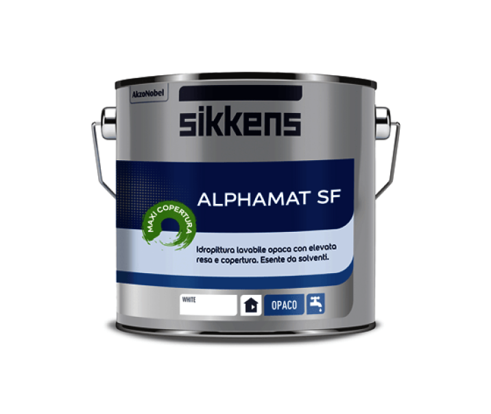 Idropittura lavabile Sikkens per interni Alphamat SF bianca 14 litri