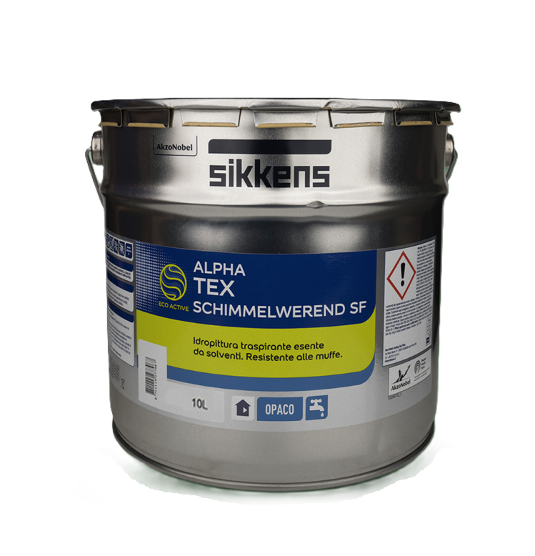 Idropittura traspirante Sikkens per interni Alpha Tex Schimmelwerend SF bianca 10 litri