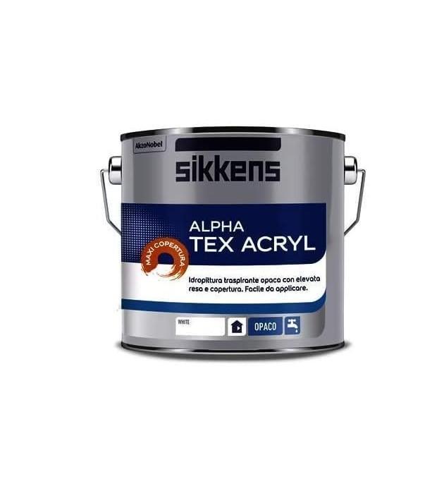 Idropittura traspirante Sikkens per interni Alpha Tex Acryl bianca 14 litri
