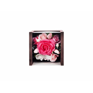 Scatola regalo  fiori rosa 17.5x18x16cm art. a26992
