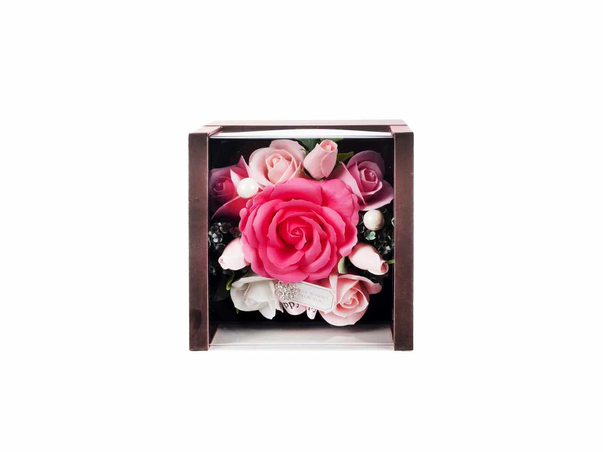 Scatola regalo Arpimex fiori rosa 17.5x18x16cm Art. A26992