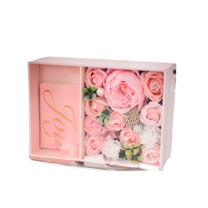 Scatola regalo  fiori rosa 24.5x17x10cm art. a26993