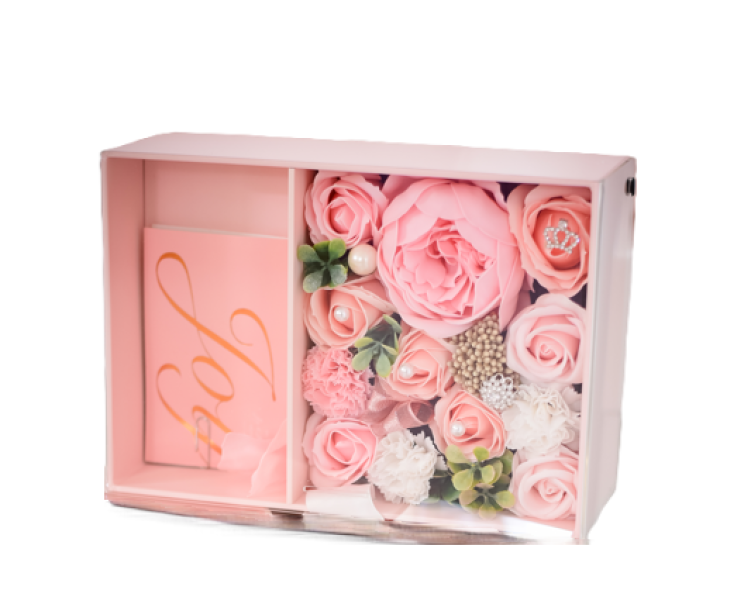 Scatola regalo Arpimex fiori rosa 24.5x17x10cm Art. A26993