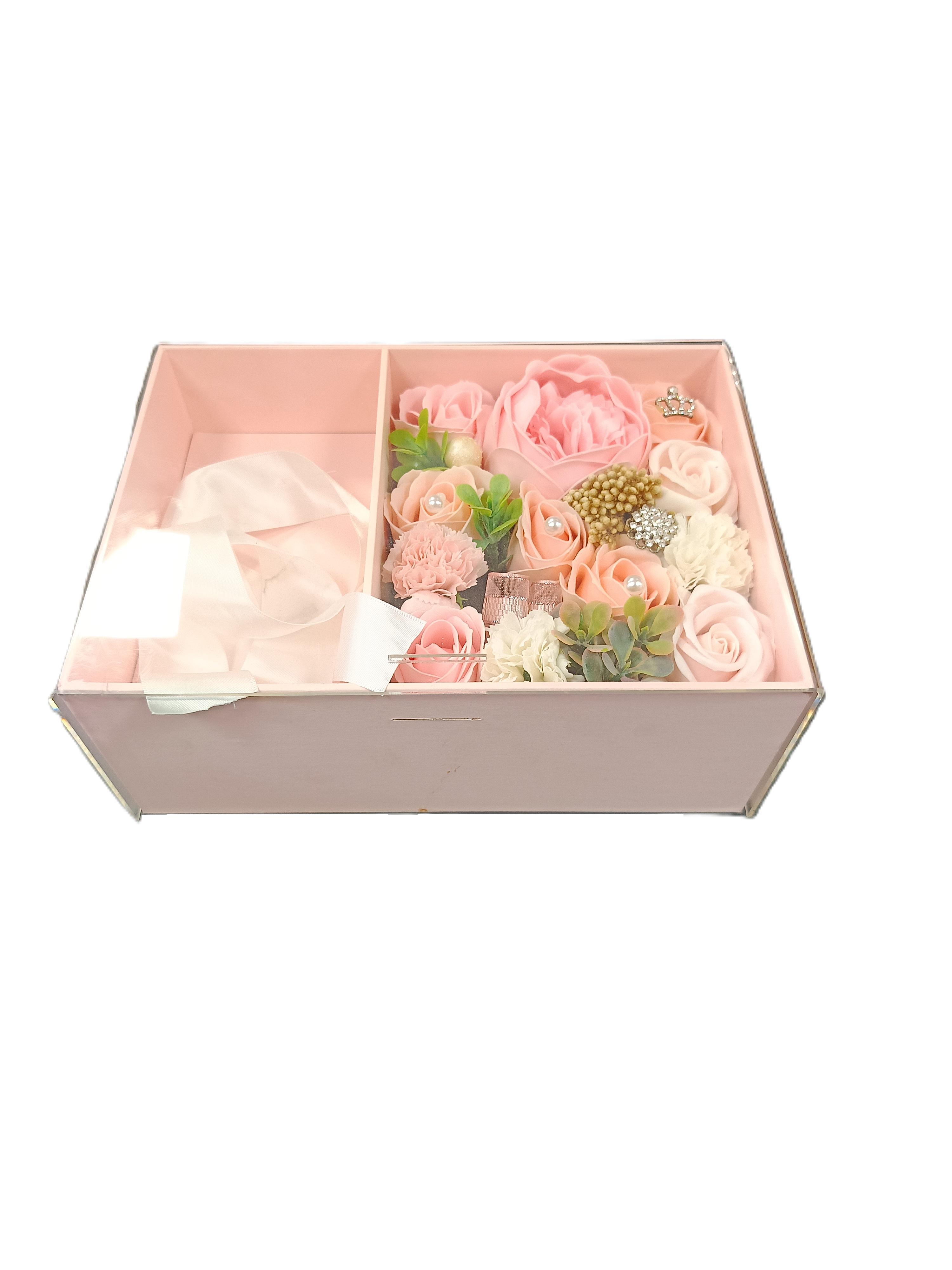 Scatola regalo Arpimex fiori rosa 24.5x17x10cm Art. A26993