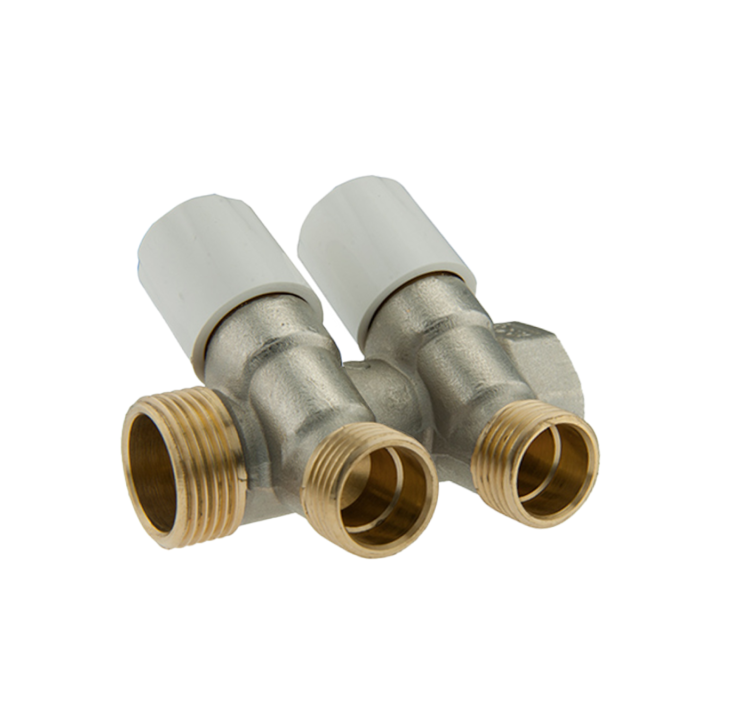 Collettore di distribuzione TDM con valvola di chiusura bianco 3/4 x 1/2 2 vie