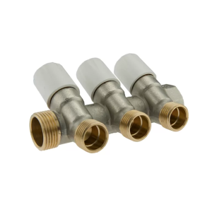 Collettore di distribuzione  con valvola di chiusura bianco 3/4 x 1/2 3 vie