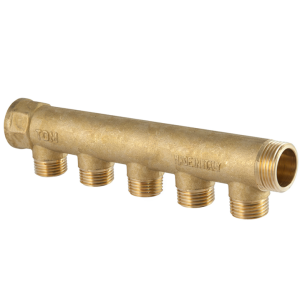 Collettore lineare in ottone giallo  3/4 x 1/2 5 vie
