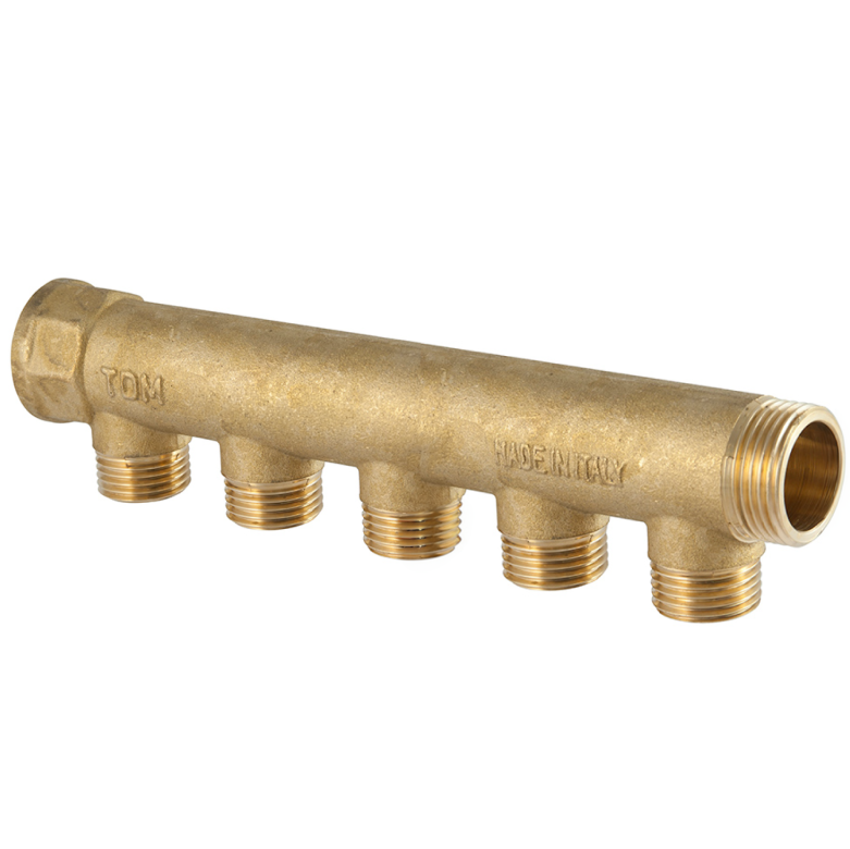 Collettore lineare in ottone giallo TDM 3/4 x 1/2 5 vie
