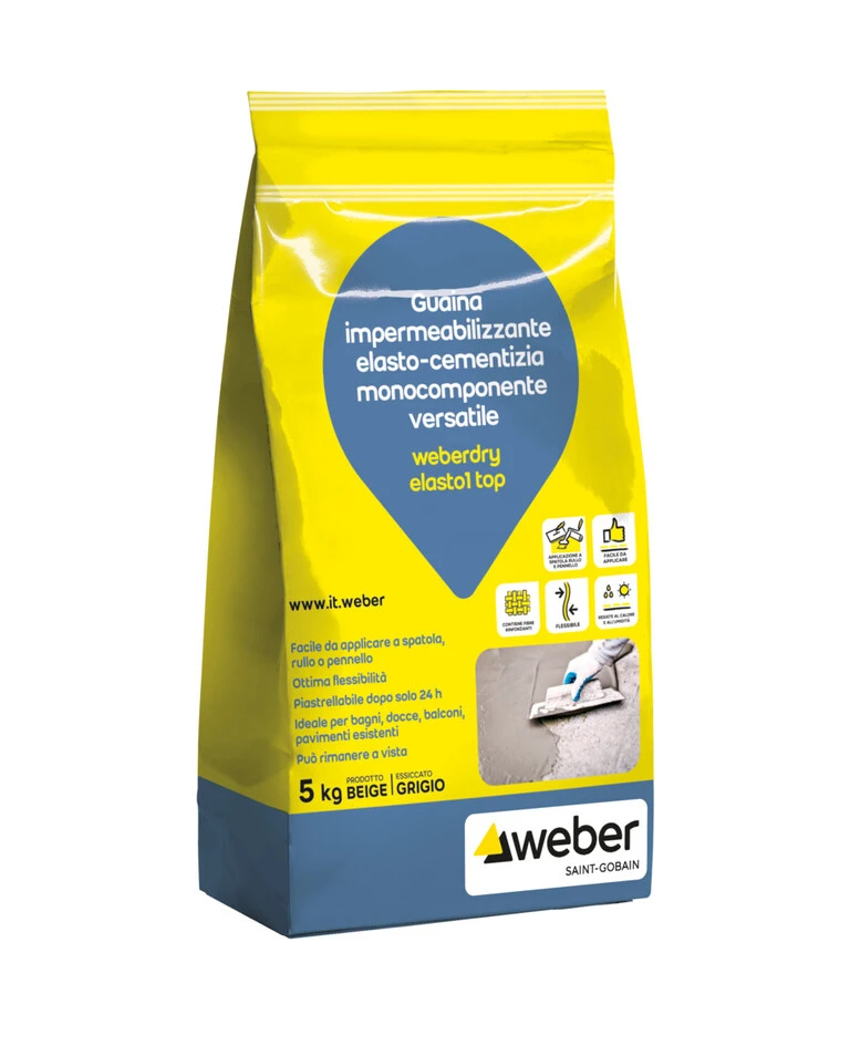 Guaina impermeabilizzante monocomponente fibrata Weber Dry Elasto 1 top 5kg