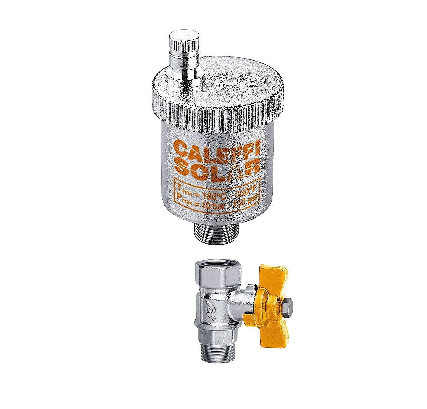 Valvola automatica di sfogo aria Caleffi per impianti solari 3/8M con rubinetto Art. 250931