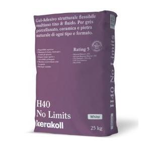 Adesivo multiuso  h40 no limits bianco per gres, ceramica e pietra naturale 25kg