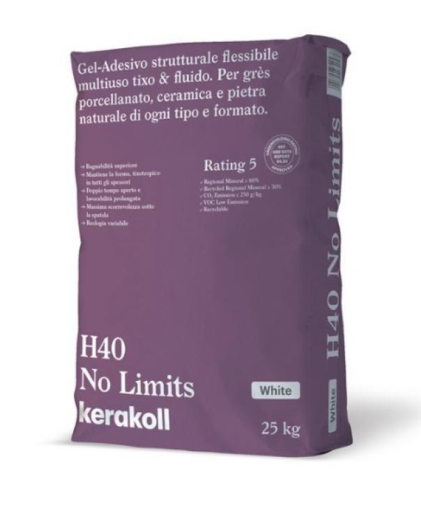 Adesivo Multiuso Kerakoll H40 No Limits Bianco per gres, ceramica e pietra naturale 25kg