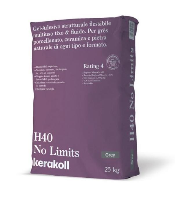 Adesivo Multiuso Kerakoll H40 No Limits Grigio per gres, ceramica e pietra naturale 25kg